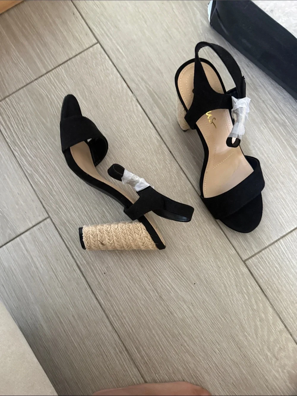 Lulu's Black Suede Espadrille Block Heel Sandals